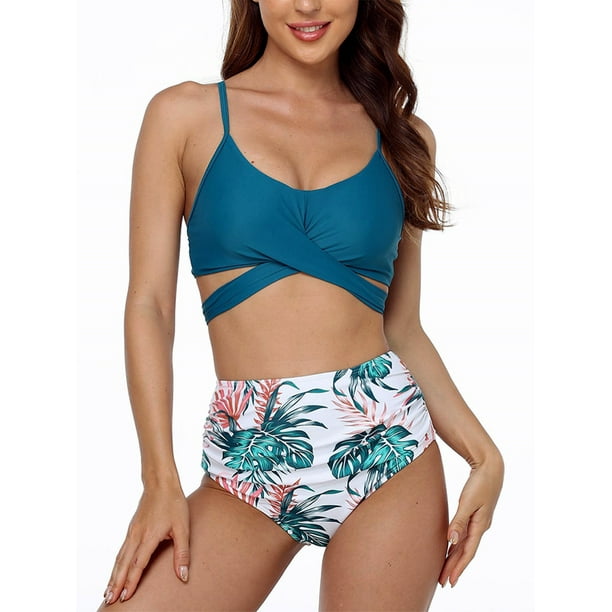Women/'s Plus Size Swimsuit High Waist Swimwear Bikini Set Bathing Surf Beachwear